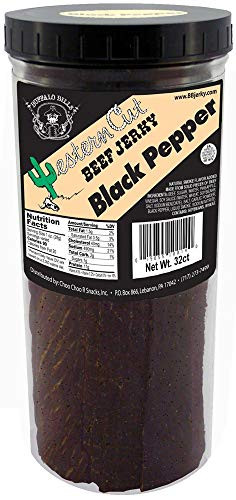 Buffalo Bills 16oz Black Pepper Western Cut Jar Jerky 32 thin-sliced beef jerky strips per jar