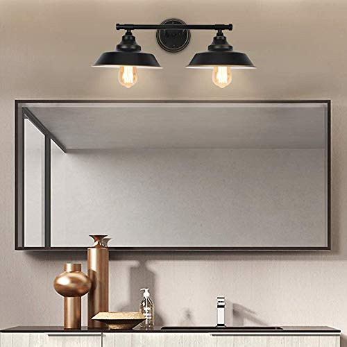 Bathroom Vanity Light Fixture Black Bathroom Cabinet 2-Lights Wall Sconces Farmhouse Wall Mount Lamp Shade for Kitchen Wall Light Fixtures Cabinets
