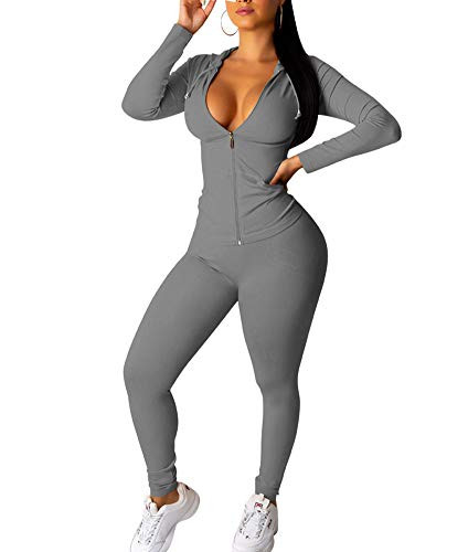 Two Piece Tracksuit for Women - Casual Long Sleeve Full Zip Hoodie Sweatshirt  Skinny Pants Yoga Workout Jogging Sets