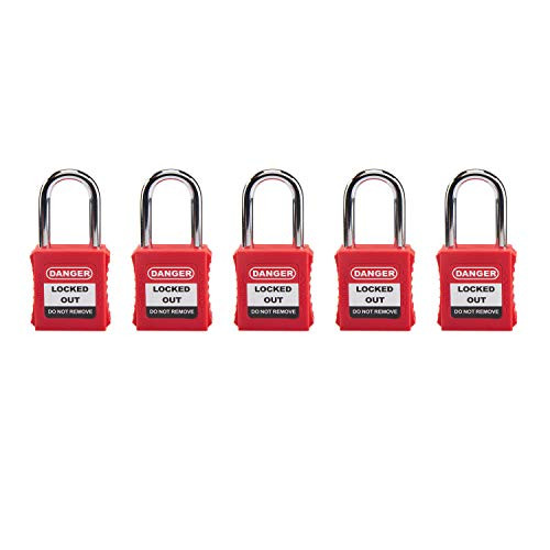 Holulo Lockout Tagout Locks Safety Padlock 5PCS Red Lockout Tagout Safety Padlock Different Keys 5