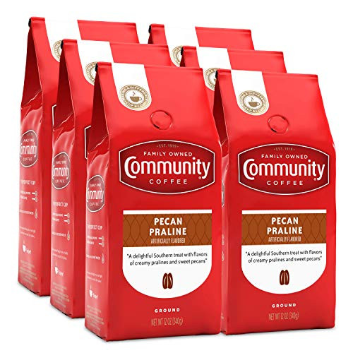 Community Coffee Pecan Praline Flavored Medium Roast Ground Coffee 12 Ounces Pack of 6
