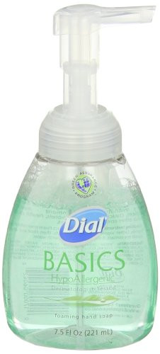Dial 1325977 Basics Hypoallergenic Foaming Hand Lotion Soap Manual Pump 7_5oz Bottle Pack of 8