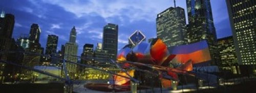 Posterazzi Low angle view of buildings lit up at night Millennium Park Chicago Illinois USA Poster Print 36 x 13 Posterazzi Low angle view of buildings lit up at night Millennium Park Chicago Illinois USA Poster Print 36 x 13