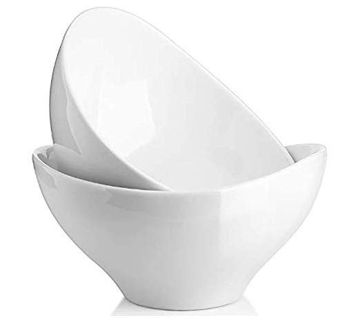 DOWAN Salad Bowls Set of 2 1_4 Quarts Serving Bowls Ceramic Bowls for Pasta Soup fruit Side Dishes 8 Inches White