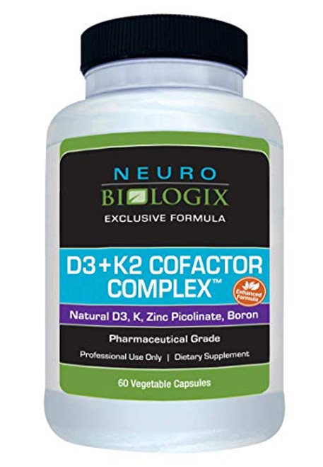 Vitamin D3 K2 Cofactor Complex 10000 IUs 45 mcg - 60 Capsules by Neurobiologix Vitamin D3 K2 Cofactor Complex 10000 IUs 45 mcg - 60 Capsules by Neurobiologix
