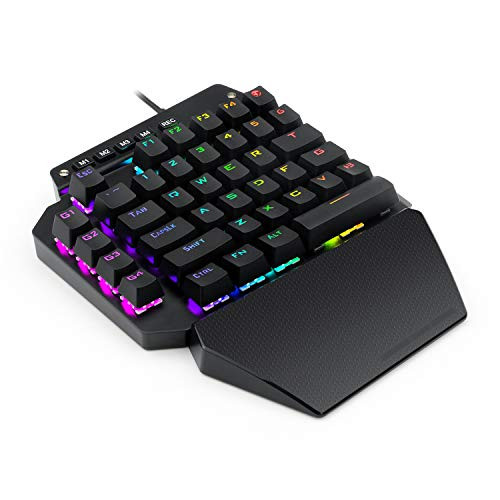 K-700 One Handed Mechanical Gaming Keyboard  E-YOOSO Linear Black Switch Led Backlit Mini Keypad 6 Macro Keys Detachable Palm Rest 44-Key