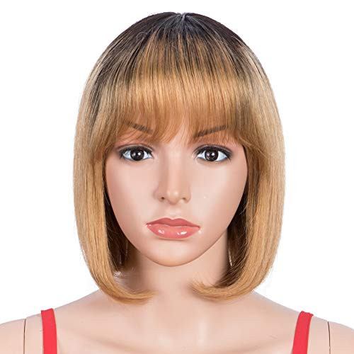 SPOTLIGHT Short Bob Wigs with Bangs for Women Blonde Human Hair Wigs with bangs 130 Density Ombre Blonde Short Bob Human Hair Wigs With Bangs Ombre Blonde TT1B27 Color SPOTLIGHT Short Bob Wigs with Bangs for Women Blonde Human Hair Wigs with bangs 130 Density Ombre Blonde Short Bob Human Hair Wigs With Bangs Ombre Blonde TT1B27 Color