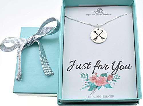 Crossed Arrows Necklace in Sterling Silver on a 16 Sterling Silver Box Chain_ Gift for BFF_ Friendship Gift_