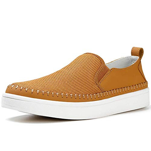 Mens Boat Shoes Slip On-Smart Casual Work Loafer Stylish Walking Driving Shoes Tan 13 M US