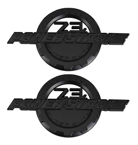 2 Pack Black 7_3L Power Stroke Super Duty Side Fender Emblems Badge Powerstroke 3D Logo Replacement for F250 F350