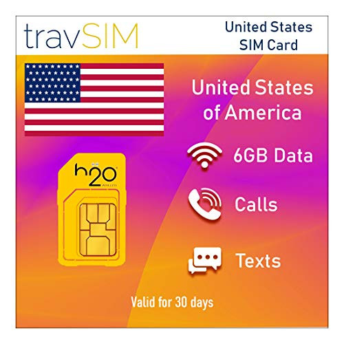 travSIM h2o USA SIM Card for 30 Days  6GB Mobile Data - United States h2o US SIM Card Unlimited Local   International Talk and Text