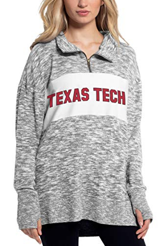 chicka-d Texas Tech Red Raiders Womens Cozy Fleece Quarter Zip Heather Grey Medium