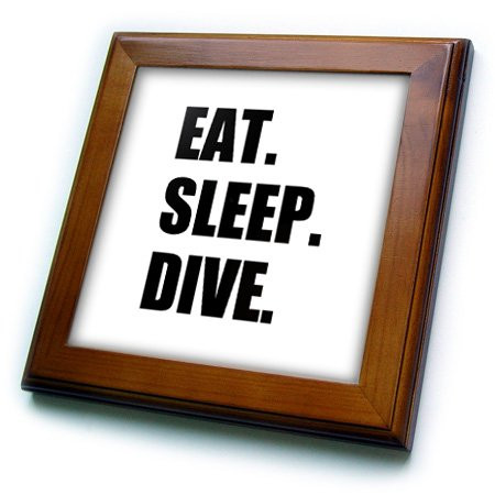 3dRose ft-180395-1 Eat Sleep Dive Passionate About Diving High Board Or Scuba Diver Framed Tile 8 by 8-Inch