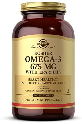 Solgar Kosher Omega-3 675 mg 100 Softgels - Cardiovascular Joint   Cellular Health - Concentrated Omega-3 Fatty Acids EPA   DHA - Non-GMO Gluten Free Dairy Free Kosher - 100 Servings