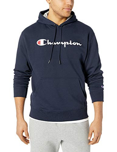 Champion Mens Graphic Powerblend Fleece Hoodie Navy Script Large