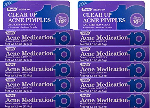 Benzoyl Peroxide 10  Generic for Persa Gel 10 Maximum Strength Acne Medication Gel for Treatment and Prevention of Acne Pimples Acne Blemishes Blackheads or Whiteheads_ 1_5 oz_ per Tube Pack 10 Total 15 oz_