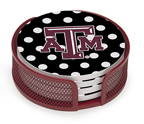 Thirstystone VTXAM3-HA22 Stoneware Drink Coaster Set with Holder, Texas A and M Dots