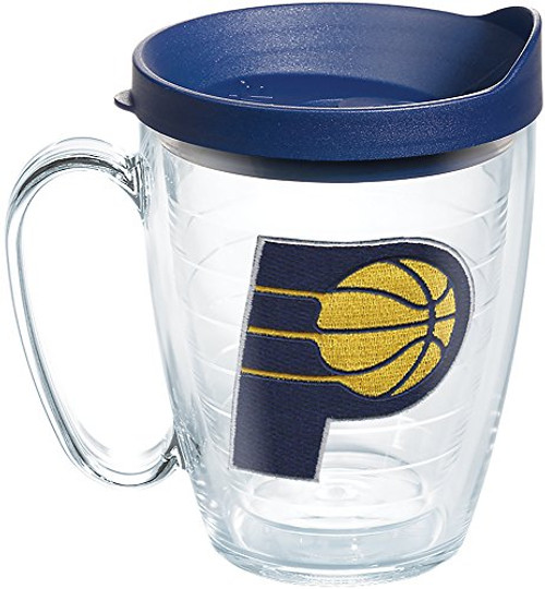 Tervis 1275068 NBA Indiana Pacers Primary Logo Tumbler with Emblem and Navy Lid 16oz Mug, Clear
