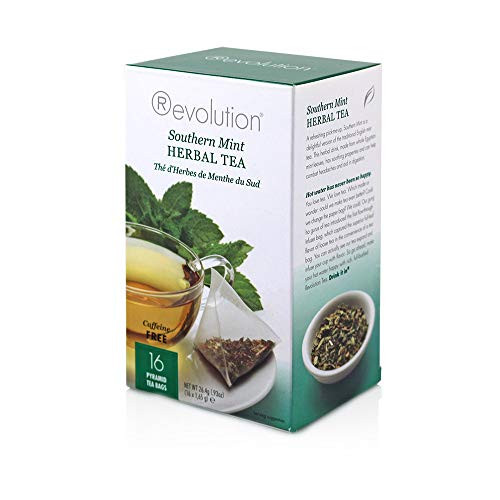 Revolution Tea -Southern Mint Herbal Tea Premium Full Leaf Infuser Stringless Teabags - Headache Soother 16 Bags Each - 6 Pack Revolution Tea -Southern Mint Herbal Tea Premium Full Leaf Infuser Stringless Teabags - Headache Soother 16 Bags Each - 6 Pack