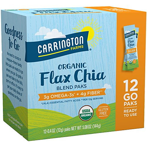 Carrington Farms Organic Flax Chia Paks 12 Packets Pack of 6 Packaging May Vary