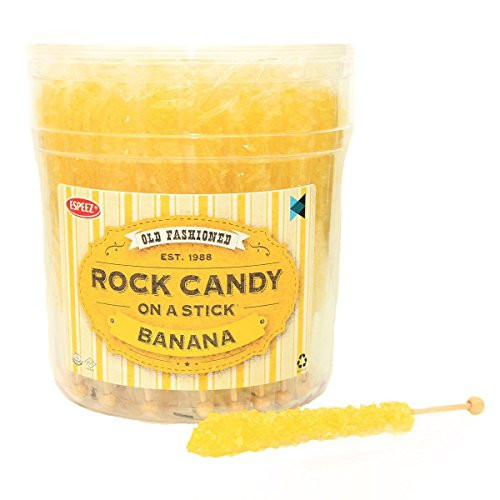 Extra Large Rock Candy Sticks 48 Banana Lollipop - Yellow Rock Candy Sticks - Individually Wrapped - Espeez Rock Candy Sticks for Candy Buffet Birthdays Weddings Receptions and Baby Shower