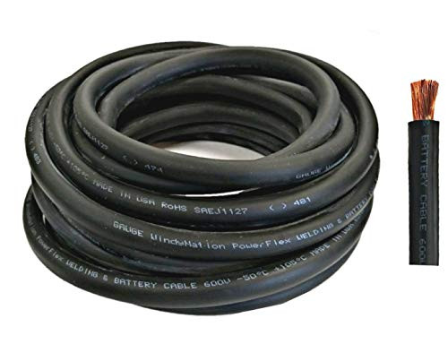 WNI 10 Gauge 10 Feet Black 10 AWG Ultra Flexible Welding Battery Copper Cable Wire - Made In The USA - Car Inverter RV Solar