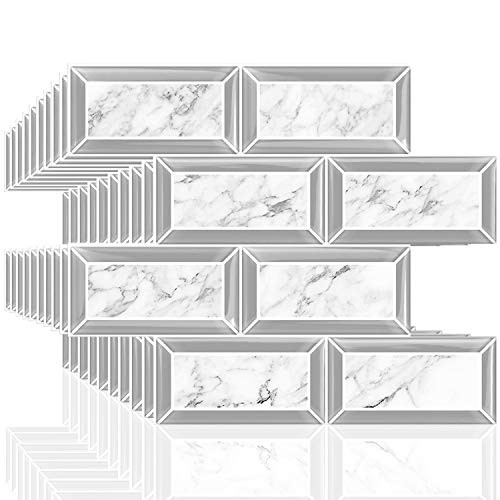 Vamos Tile Peel and Stick Kitchen Backsplash TilesThicker White Subway Tiles Backsplash Bathroom Wall Panel Sticker Premium Self Adhesive Tiles 3D Wallpaper 10 Sheets