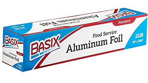 18 X 500 Basix Standard Disposable Aluminum Silver Foil Roll Chemical And Toxin Free Great For Any Food BBQ Household Kitchen Or Commercial Catering