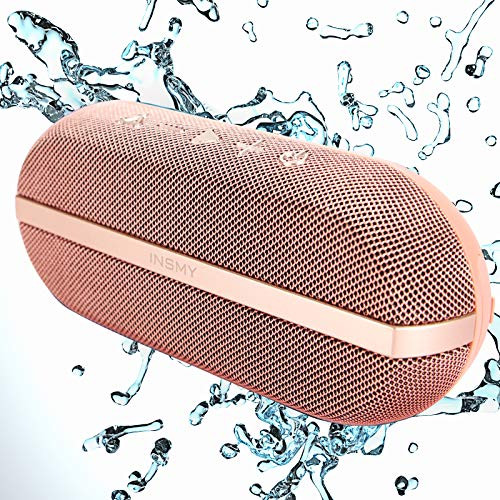 INSMY Portable Bluetooth Speakers 20W Wireless Speaker Loud Stereo Sound Rich Bass IPX7 Waterproof Floating TWS Mode 24 Hours Playtime Bluetooth 5_0 Built-in Mic for Outdoors Camping Pink