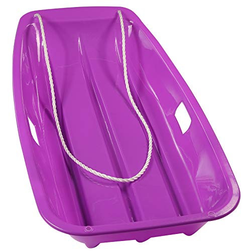 Kremorv Downhill Toboggan Snow Sleds for Kids and Adult 35 Long with Handles Pull Rope