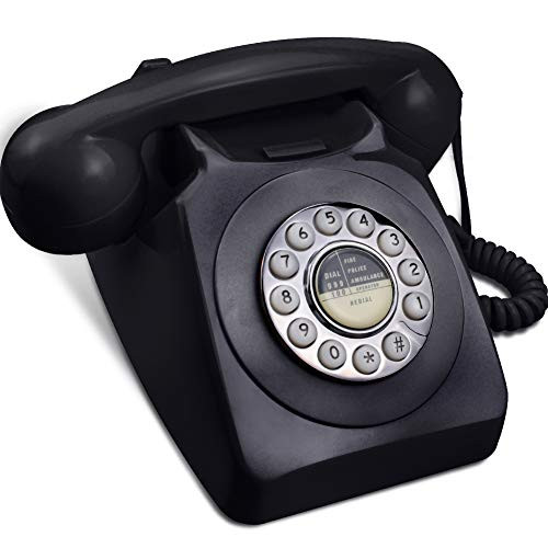 Rotary Phone for Landline IRISVO Retro Design Corded Landline Telephones Old Fashion Phones for Home with Push Button Technology Black