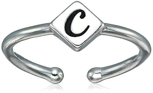 Alex and Ani Womens Initial C Adjustable Ring Sterling Silver