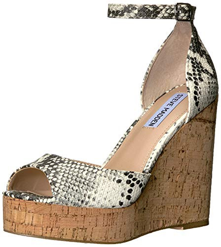 Steve Madden Womens Summers Wedge Sandal Natural Snake 8_5 M US