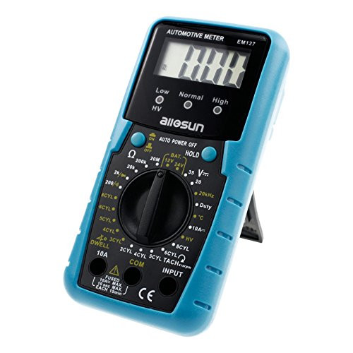 allsun Automotive Multimeter DMM DC Volt Ohm Temp Frequency Diode   Continuity Tester Automotive Diagnosis Tester Test RPM Dwell Angle