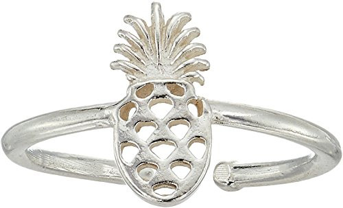 Alex and Ani Womens Pineapple Adjustable Ring Sterling Silver