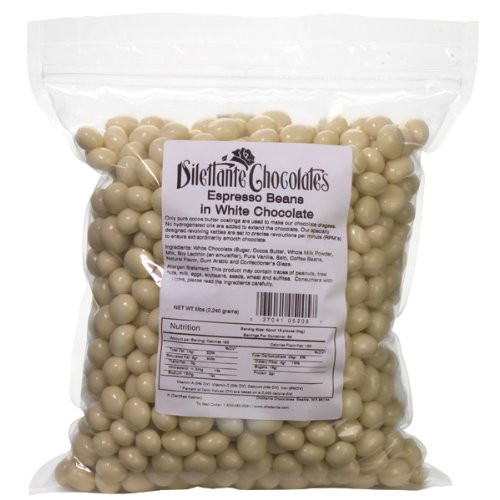 Bulk White Chocolate Covered Espresso Beans  Made with All-Natural Ingredients  5lb Bulk Bag  By Dilettante Chocolates