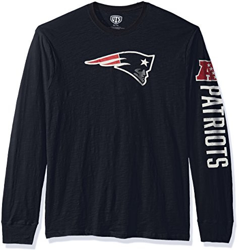 OTS NFL New England Patriots Mens Slub Long Sleeve Team Name Tee Distressed Sinclair Medium