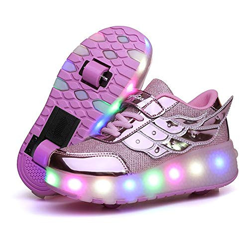 AIkuass Roller Shoes for Girls Boys Kids LED Blinking Skate Sneaker Shoes with Wheels