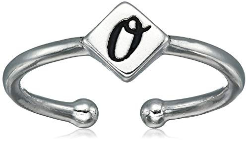 Alex and Ani Womens Initial O Adjustable Ring Sterling Silver