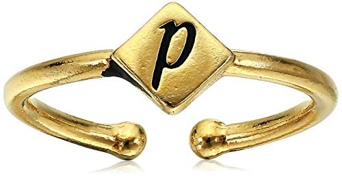 Alex and Ani Womens Initial P Adjustable Ring 14kt Gold Plated
