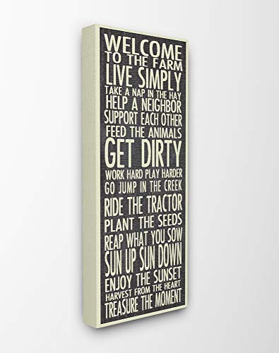 Stupell Industries Welcome to The Farm Black and White Typography Canvas Wall Art 13 x 30 Multi-Color