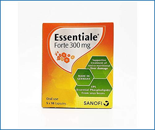Essentiale Forte 300 MG 50 Hard Capsules in Blister Each Capsule Contain EPL Essential Phospholipids from SOYA-Bean 300 MG A Preparation Supplement for Liver Care and Revitalize