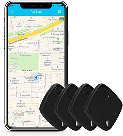 Key Finder Smart Tracker - Bluetooth Key Finder Locator with App for Phones Purse Keychain Bag Luggage - Anti-Lost Phone Finder Wallet Tracker Device - Replaceable Battery Item Finder 4 Packs