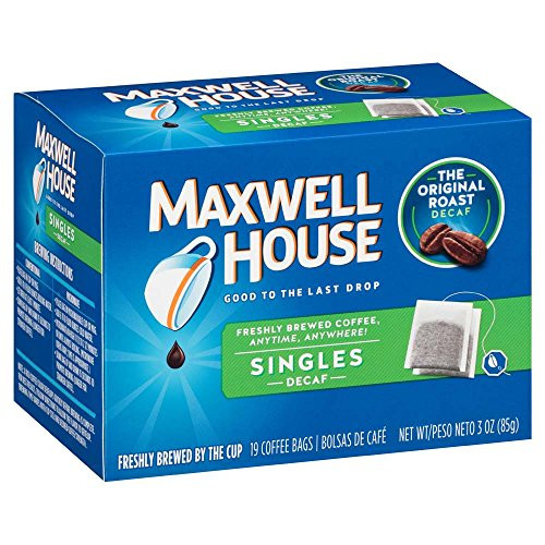 Maxwell House Original Blend Decaf Ground Coffee, Medium Roast, 19 Single Serve Coffee Bags (Pack of 4) Maxwell House Original Blend Decaf Ground Coffee, Medium Roast, 19 Single Serve Coffee Bags (Pack of 4)
