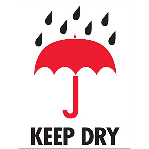 Keep Dry LabelsStickers 3 x 4 RedWhiteBlack 500 Labels Per Roll 1 Roll