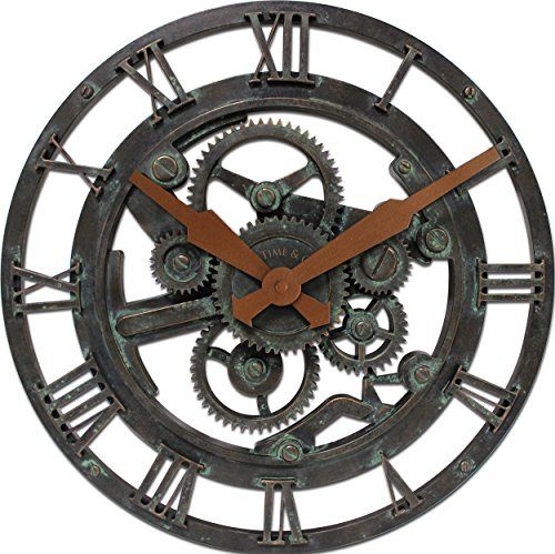 FirsTime 25688 Oxidized Gears Wall Clock Metallic Teal
