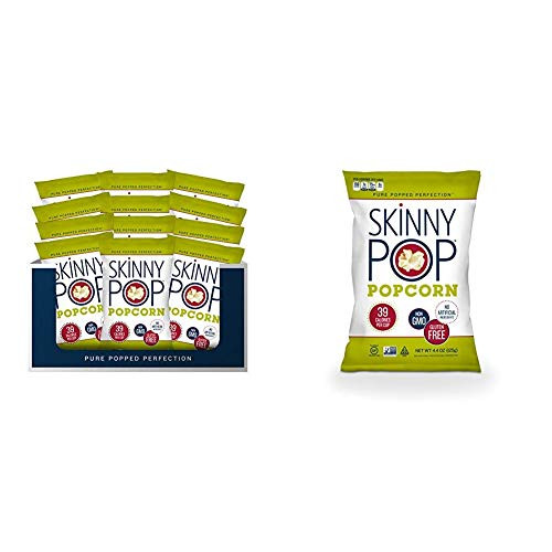 SkinnyPop Original Popped Popcorn Individual Bags Healthy Snacks Gluten Free Popcorn Non-GMO 4_4ozPack of 12   Popcorn Original 4_4 oz