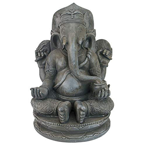 Design Toscano Sitting Lord Ganesha Hindu Elephant God Statue 11 Grey Stone