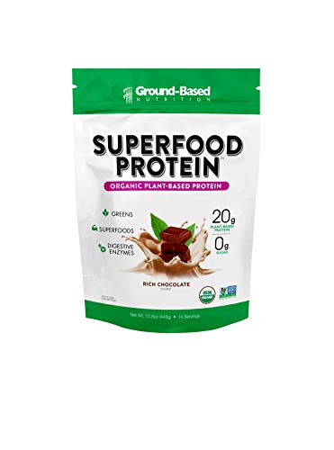 Superfood Protein Plant-Based Protein Powder  Superfood  Greens for Immune Support  Lean Organic Vegan Keto Paleo Lactose-Free No Sugar Low Calorie Protein Powder Non-GMO Gluten Free 14 Servings Rich Chocolate