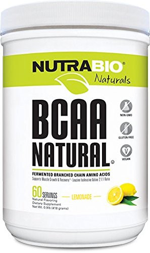 NutraBio BCAA Natural Fermented Branched Chain Amino Acids- Lemonade 60 Servings